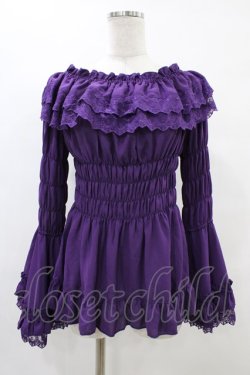画像1: ATELIER PIERROT / Shirring princess sleeve blouse  パープル H-25-08-27-058-EL-BL-KB-ZH