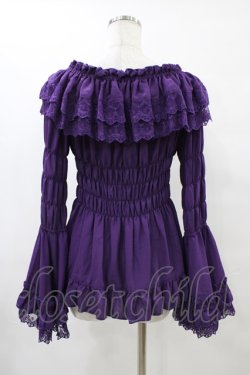 画像2: ATELIER PIERROT / Shirring princess sleeve blouse  パープル H-25-08-27-058-EL-BL-KB-ZH