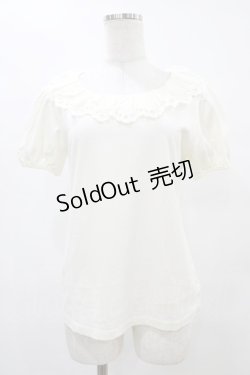 画像1: Leur Getter / 綿レースフリルカットソー  オフ H-25-08-27-061-LU-TO-KB-ZH