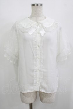 画像1: axes femme kawaii / ドットチュール半袖ブラウス M オフ白 H-25-08-27-1038-AX-BL-NS-ZH
