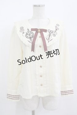 画像1: Amavel / big衿歯車刺繍ブラウス Free 生成り/ボルドー H-25-08-27-1043-CA-BL-NS-ZH