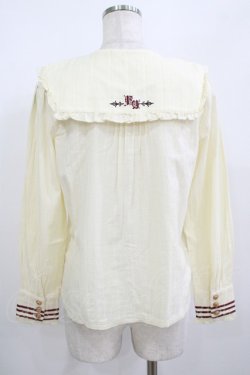 画像3: Amavel / big衿歯車刺繍ブラウス Free 生成り/ボルドー H-25-08-27-1043-CA-BL-NS-ZH