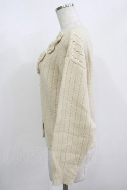 画像2: axes femme / かぎ針花モチーフニットカーデ M 生成り H-25-08-27-1049-AX-TO-NS-ZH