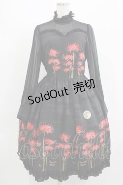 画像1: Innocent World / お月様と彼岸花ワンピース L ブラック H-25-08-27-1010-IW-OP-NS-ZH