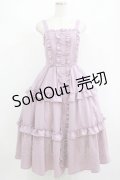 axes femme kawaii / ロマンティックフリルジャンパースカート M パープル H-25-08-27-1011-AX-OP-NS-ZH