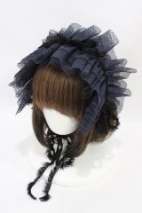 MARBLE / フリンジリボンフリルヘッドドレス  紺 H-25-08-27-013-GO-AC-KB-ZH