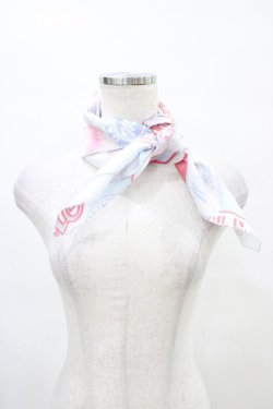 画像1: MILK / Patch girlスカーフ  サックスベース×ビビットピンク H-25-08-27-026-ML-ZA-KB-ZH