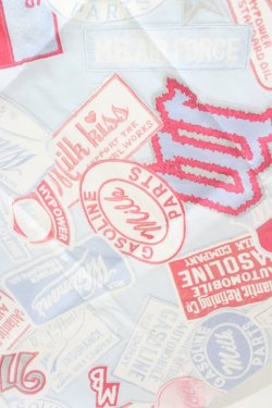 画像2: MILK / Patch girlスカーフ  サックスベース×ビビットピンク H-25-08-27-026-ML-ZA-KB-ZH