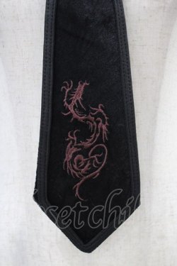 画像2: Ozz Croce / ベロア刺繍ネクタイ  黒 H-25-08-27-027-OO-ZA-KB-ZH