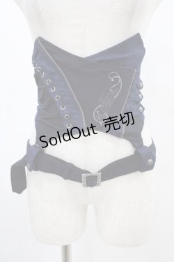 画像1: Rozen Kavalier / ジャガード切替ベルト付コルセット  ネイビー H-25-08-27-032-OO-ZA-KB-ZH