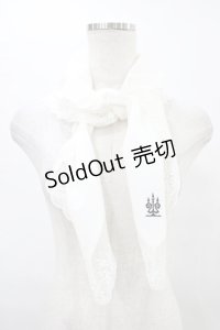 Moi-meme-Moitie / タイニーローズレース燭台刺繍スカーフ  白×黒刺繍 H-25-08-28-004-MO-ZA-KB-ZH