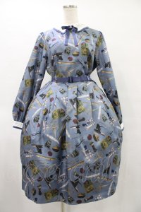 Emily Temple cute / STATIONERYワンピース L サックス H-25-08-28-022-ET-OP-KB-ZH