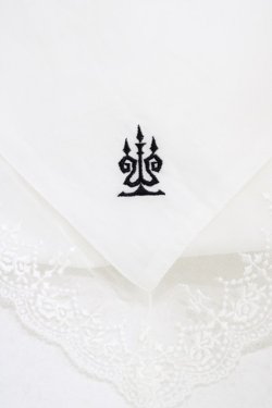 画像2: Moi-meme-Moitie / タイニーローズレース燭台刺繍スカーフ  白×黒刺繍 H-25-08-28-004-MO-ZA-KB-ZH