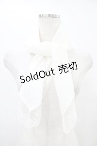 Moi-meme-Moitie / タイニーローズレース燭台刺繍スカーフ  白×白刺繍 H-25-08-28-005-MO-ZA-KB-ZH