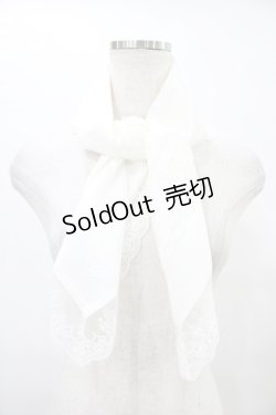 画像1: Moi-meme-Moitie / タイニーローズレース燭台刺繍スカーフ  白×白刺繍 H-25-08-28-005-MO-ZA-KB-ZH