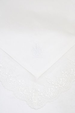 画像2: Moi-meme-Moitie / タイニーローズレース燭台刺繍スカーフ  白×白刺繍 H-25-08-28-005-MO-ZA-KB-ZH