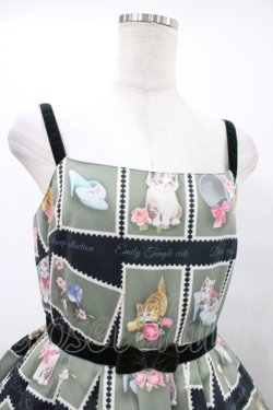 画像4: Emily Temple cute / Kitten Stamp Collectionキャミソールワンピース  グリーン H-25-08-28-027-ET-OP-KB-ZH
