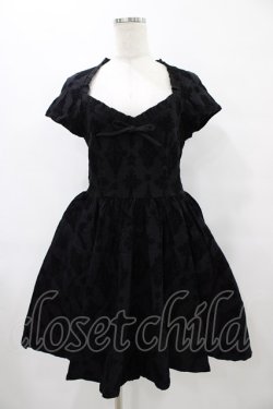 画像1: KILL STAR / Crossed Chloe Flocked Skater Dress M ブラック H-25-08-28-036-SL-OP-KB-ZH