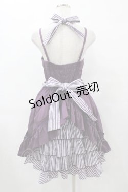 画像2: PUTUMAYO / シュガリーストライプバッスルワンピ  パープル H-25-08-28-040-PT-OP-KB-ZH