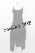 MR corset / フロントZIPカットソーワンピース  黒 H-25-08-28-043-PU-OP-KB-ZH