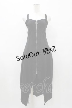 画像1: MR corset / フロントZIPカットソーワンピース  黒 H-25-08-28-043-PU-OP-KB-ZH