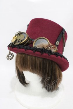 画像1: ALICE and the PIRATES / 狼さんのヴィンテージ風シルクハット  ボルドー H-25-08-28-1001-PA-AC-NS-ZH
