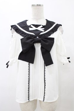 画像1: DearMyLove / セーラーオフショルフリルリボンブラウス L オフ/ブラック H-25-08-28-1058-EL-BL-NS-ZH