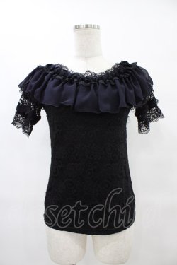 画像1: MR corset / フリルレーストップス  黒 H-25-08-28-052-PU-TO-KB-ZH