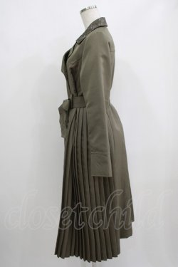 画像2: axes femme / サイドプリーツロングコート M カーキ H-25-08-29-1028-AX-CO-NS-ZH