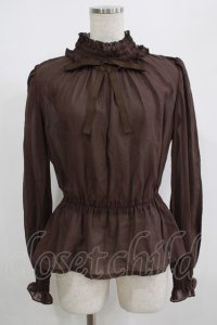 ROSA BIANCA / ブラウジングのクラシカルブラウス 9号 ブラウン H-25-08-29-1052-EL-BL-NS-ZH