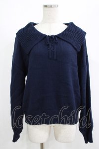 Fi.n.t / レースアップビッグカラーニットプルオーバー Free NAVY H-25-08-29-1058-CA-OP-NS-ZH