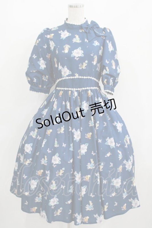 画像1: Innocent World / ピーターラビット小花レースワンピース M ブルー H-25-08-29-1002-IW-OP-NS-ZH (1)