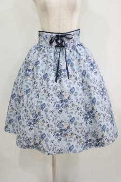 画像1: axes femme / ロマンティックローズ柄スカート M サックス H-25-08-29-1012-AX-SK-NS-ZH