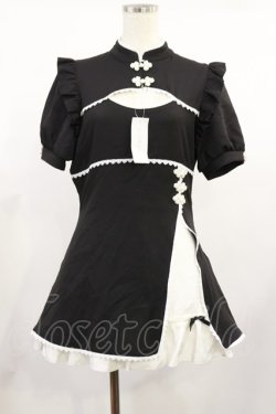画像1: DearMyLove / チャイナ釦スリットワンピース LL ブラック H-25-08-29-015-EL-OP-NS-ZH