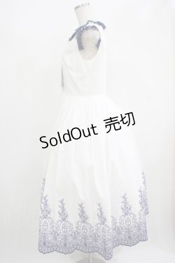 画像2: Moi-meme-Moitie / Rose Garden刺繍サンドレス 9号 白×青 H-25-09-01-003-MO-OP-KB-ZH