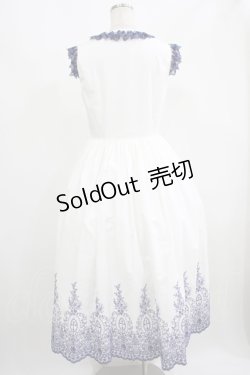 画像3: Moi-meme-Moitie / Rose Garden刺繍サンドレス 9号 白×青 H-25-09-01-003-MO-OP-KB-ZH