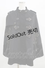 OZZ ANGELO / 刺繍ケープポンチョ  グレー×ブラック H-25-09-01-026-OO-JA-KB-ZH