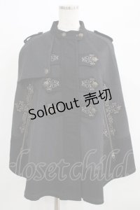 OZZ ANGELO / 刺繍ケープポンチョ  グレー×ブラック H-25-09-01-026-OO-JA-KB-ZH