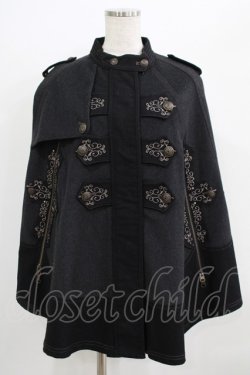 画像1: OZZ ANGELO / 刺繍ケープポンチョ  グレー×ブラック H-25-09-01-026-OO-JA-KB-ZH