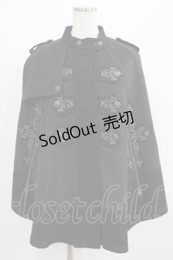 画像1: OZZ ANGELO / 刺繍ケープポンチョ  グレー×ブラック H-25-09-01-026-OO-JA-KB-ZH