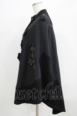 画像2: OZZ ANGELO / 刺繍ケープポンチョ  グレー×ブラック H-25-09-01-026-OO-JA-KB-ZH