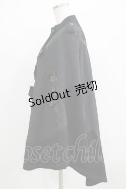 画像2: OZZ ANGELO / 刺繍ケープポンチョ  グレー×ブラック H-25-09-01-026-OO-JA-KB-ZH