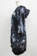 画像2: NieR Clothing / 総柄ZIP半袖パーカー  黒 H-25-09-01-042-PU-TO-KB-ZH (2)