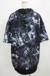 画像3: 【SALE】NieR CLOTHING / 総柄ZIP半袖パーカー  黒 H-25-09-01-042-PU-TO-KB-ZT264 (3)