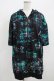 画像1: NieR Clothing / 総柄ZIP半袖パーカー  黒 H-25-09-01-043-PU-TO-KB-ZH (1)