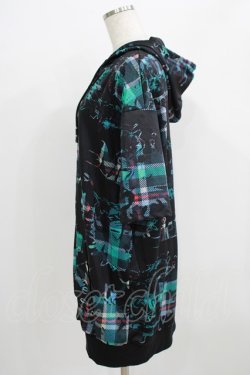 画像2: NieR Clothing / 総柄ZIP半袖パーカー  黒 H-25-09-01-043-PU-TO-KB-ZH