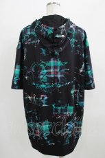 画像3: 【SALE】NieR CLOTHING / 総柄ZIP半袖パーカー  黒 H-25-09-01-043-PU-TO-KB-ZT264 (3)