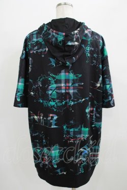 画像3: NieR Clothing / 総柄ZIP半袖パーカー  黒 H-25-09-01-043-PU-TO-KB-ZH