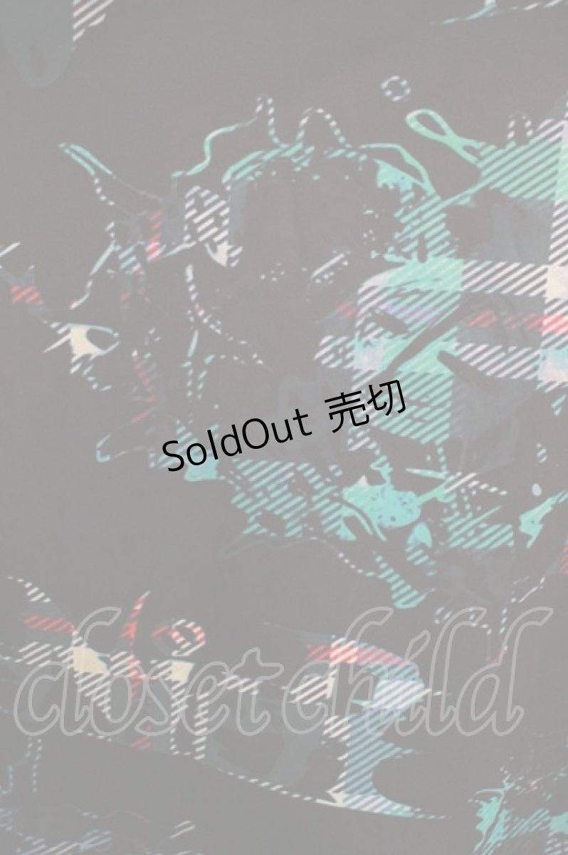 画像4: 【SALE】NieR CLOTHING / 総柄ZIP半袖パーカー  黒 H-25-09-01-043-PU-TO-KB-ZT264 (4)