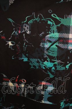 画像4: NieR Clothing / 総柄ZIP半袖パーカー  黒 H-25-09-01-043-PU-TO-KB-ZH